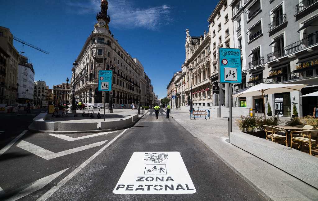 Het Puerta del Sol plein in Madrid is voetgangersgebied geworden