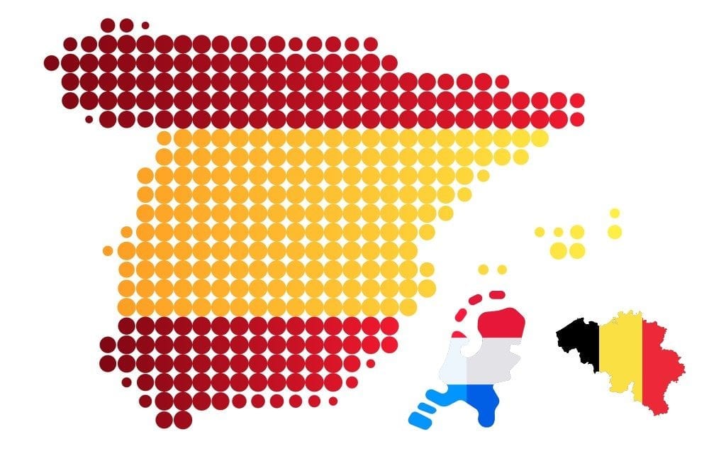 Hoe groot is Spanje ten opzichte van Nederland en België