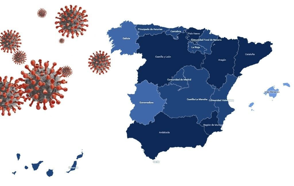 Interactieve corona-maatregelen kaart Spaanse Ministerie van Volksgezondheid