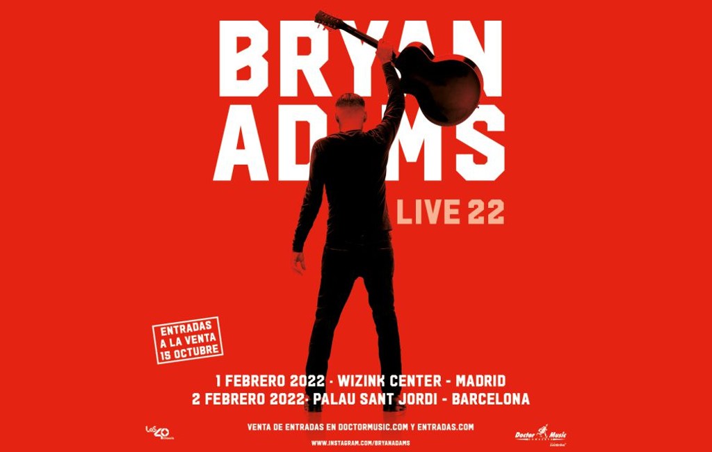 Bryan Adams komt in februari 2022 voor concerten naar Madrid en Barcelona