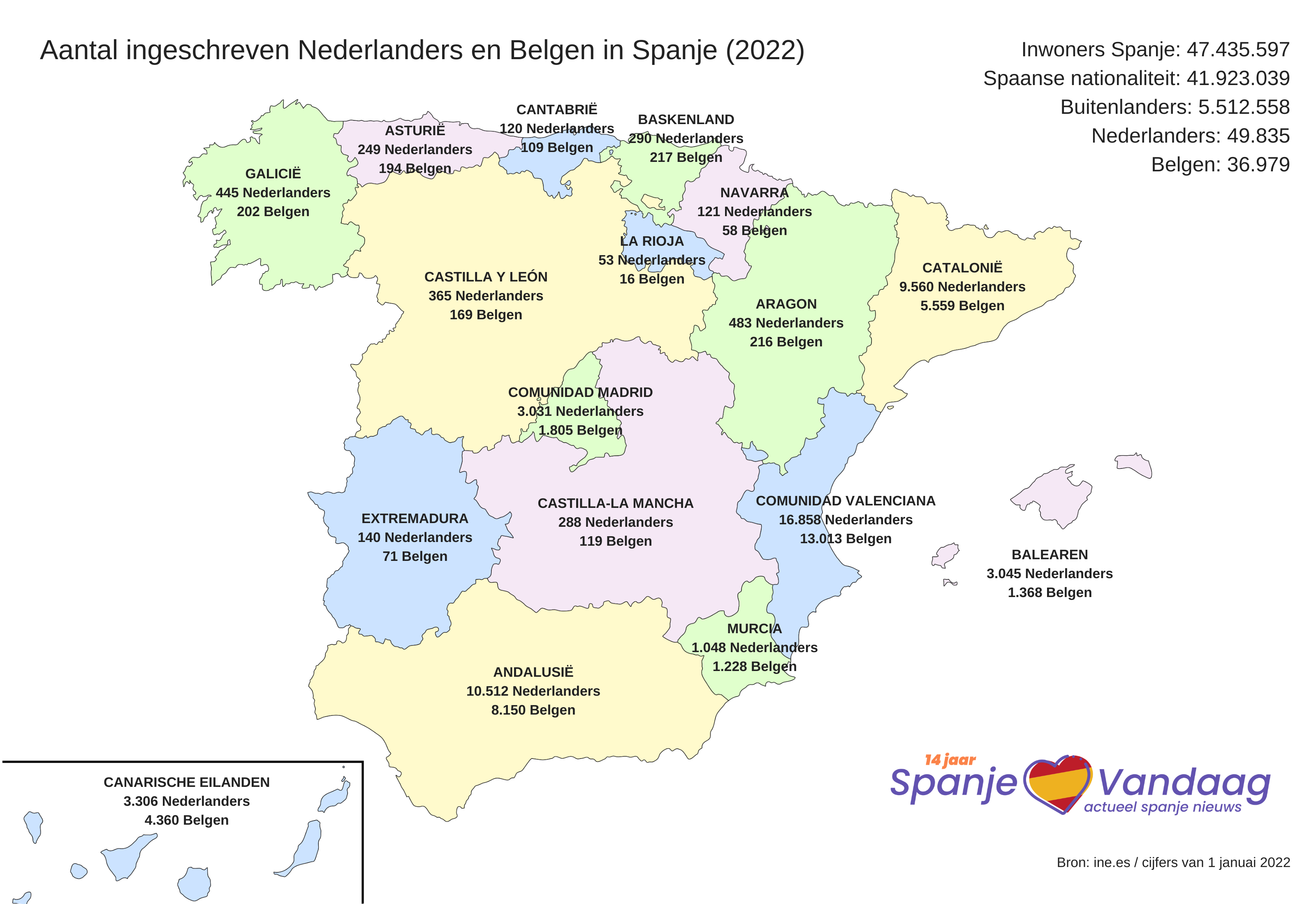 Spanje kaart 2022