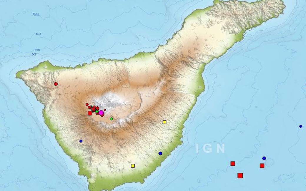 458 aardbevingen en -schokken geregistreerd onder de Teide op Tenerife