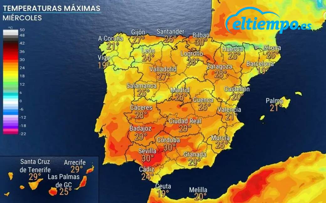 Spanje krijgt deze week te maken met ongewoon warm weer