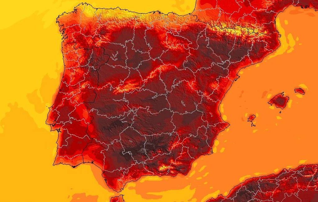 Hoogste temperatuur van Spanje is 45,3 graden en werd geregistreerd aan de Costa Brava