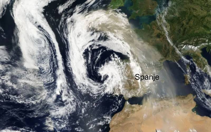 Spanje en het vreemde weerfenomeen ‘Fujiwhara-effect’ door botsing twee stormen