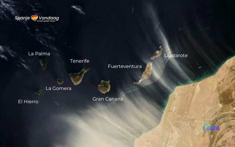 Het woestijnzand fenomeen calima bereikt de Canarische Eilanden