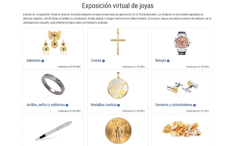 Spaanse politie onthult website met duizenden gestolen juwelen en horloges