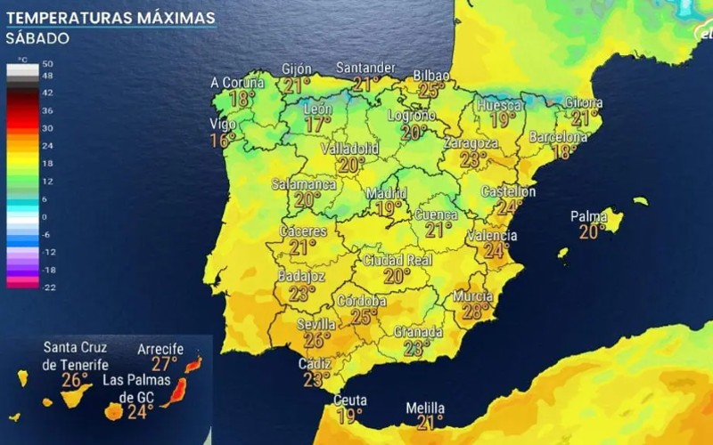 Verandering van het weer in Spanje met temperaturen tot 28 graden