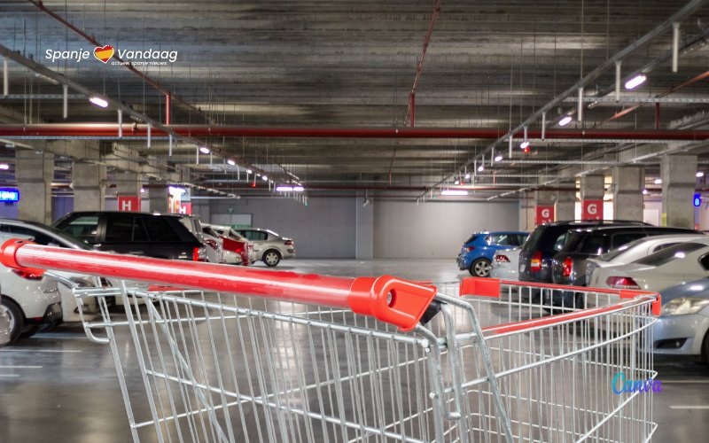 Kun je een bekeuring krijgen als je een winkelwagen op een parkeerplaats fout parkeert in Spanje?