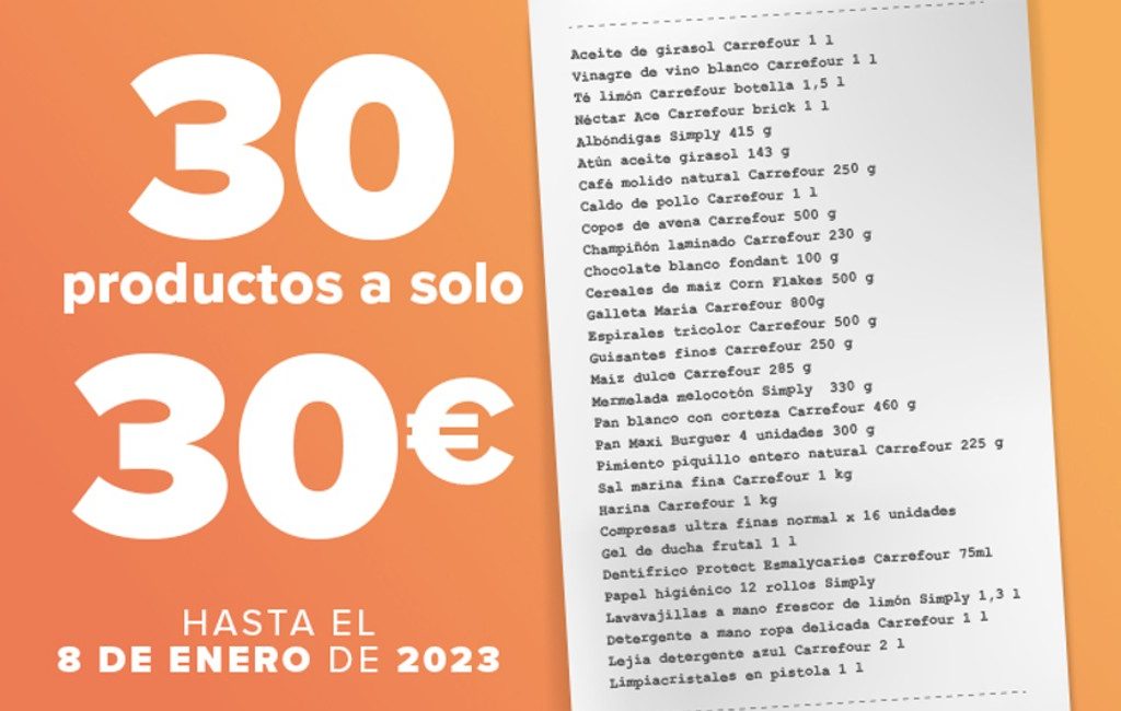 Dit zijn de 30 artikelen in de 30 euro budget boodschappenmand van Carrefour