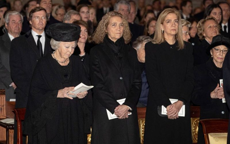 Prinses Beatrix aanwezig bij rouwmis Infanta Pilar in Spanje