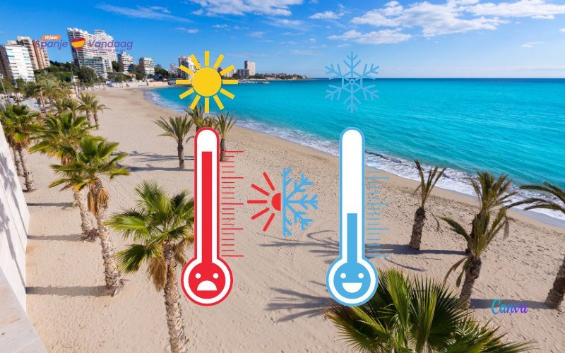 Van bijna -11 naar +18 graden in de provincie Alicante