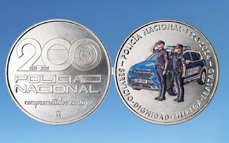 Speciale 2 euromunt als eerbetoon aan de Spaanse nationale politie