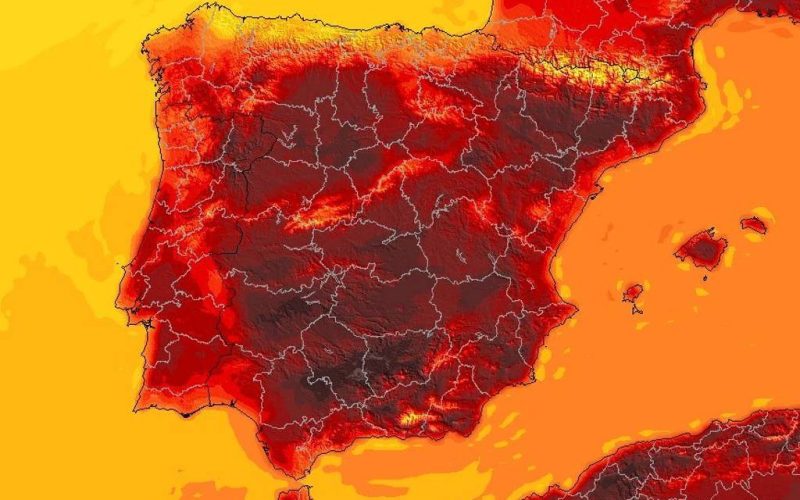 Hoogste temperatuur van Spanje is 45,3 graden en werd geregistreerd aan de Costa Brava
