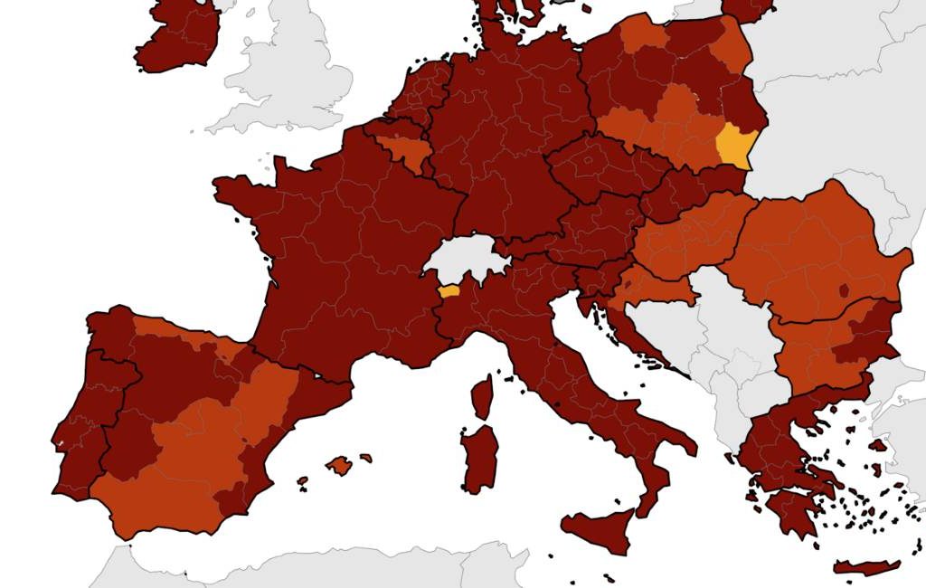 Europese corona-kaart: Spanje een van de EU-landen met lichtrode regio’s (17 maart)