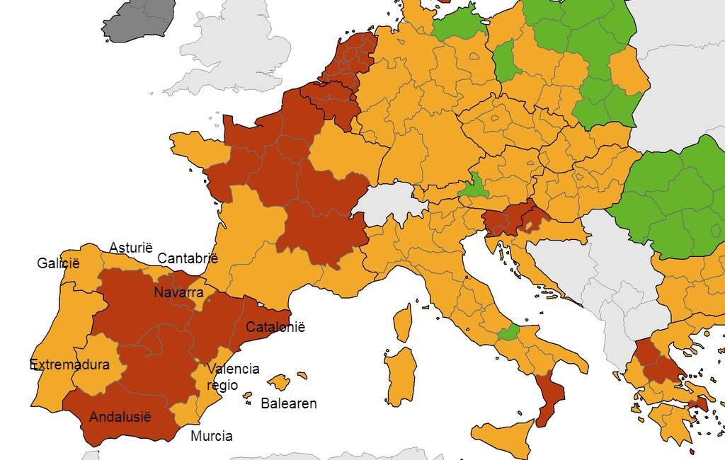 Aantal besmettingen in Spanje volgens het Nederlandse RIVM te hoog voor kleurcode geel