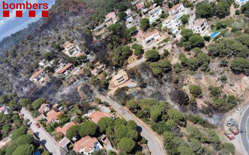 Natuurbranden verwoesten 225 ha in Castellví nabij Barcelona en 7 ha in Lloret de Mar