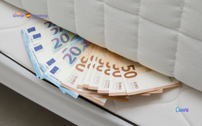 Vier op de tien Spanjaarden sparen geld liever ‘onder de matras’