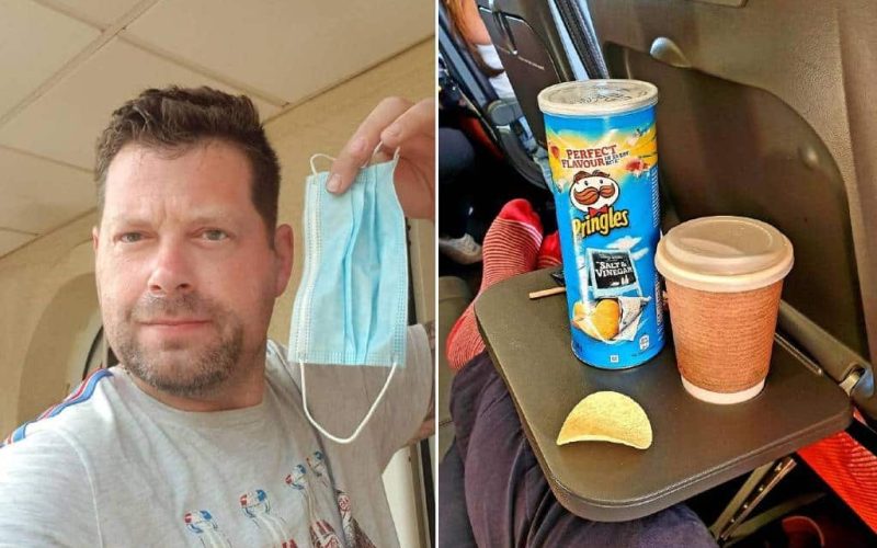 Britse man eet de hele vlucht naar Tenerife chips om geen mondkapje te dragen