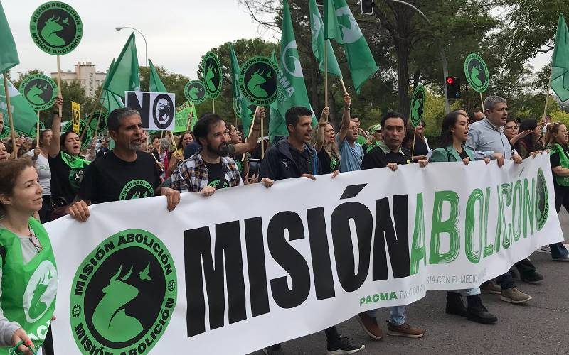 Duizenden protestanten eisen einde stierenvechten in Madrid