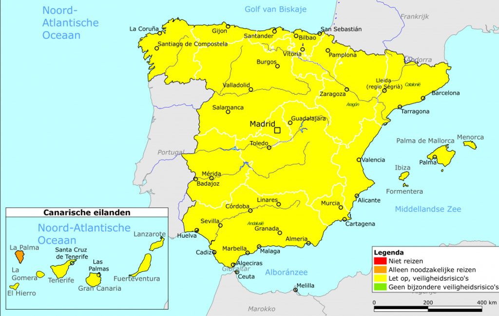 Nederland past reisadvies Spanje aan: Canarische Eilanden behalve La Palma op geel