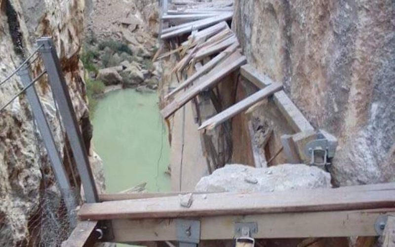 Caminito del Rey tot vrijdag gesloten vanwege vallende rotsen, puin en schade