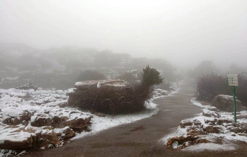 El Torcal de Antequera in provincie Málaga opnieuw bedekt met sneeuw