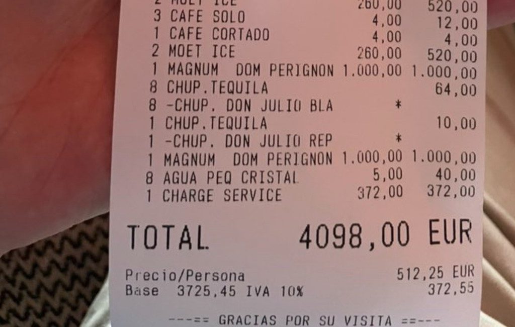 Politicus haalt uit naar Twitter gebruiker die klaagt over restaurantrekening van 4.098 euro
