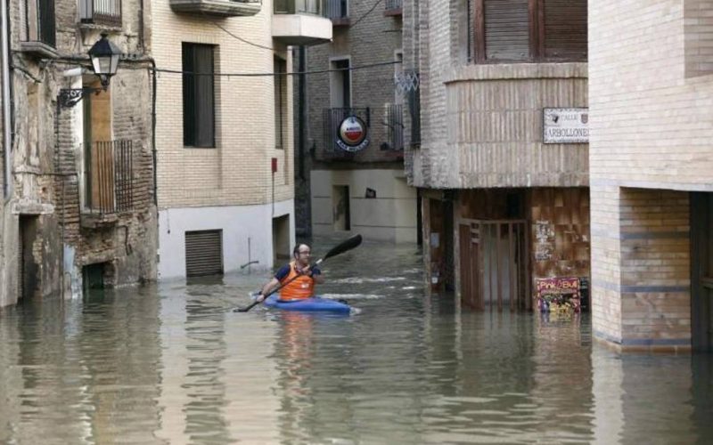 Overstromingen in Navarra en Aragón vanwege gestegen waterpeil Ebro-rivier